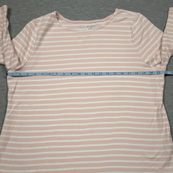 Studio Works Womens Top Pink White Striped 3/4 Sleeve Cotton Tee Size XL - Picture 10 of 14